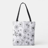 Elegante witte tote bag met delicate bloemmotief (Achterkant)
