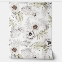 Elegante witte tropische bloemen palmbladeren
