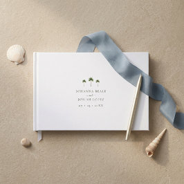 Elegante witte tropische palmbomen bruiloft gastenboek
