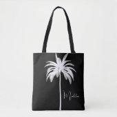 Elegante witte tropische palmboom tote bag (Voorkant)