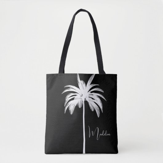 Elegante witte tropische palmboom tote bag (Voorkant)