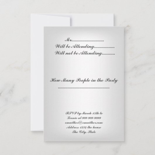 Elegante witte trouw-RSVP rode harten RSVP Kaartje (Achterkant)