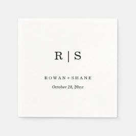Elegante witte trouw servet met zwart monogram
