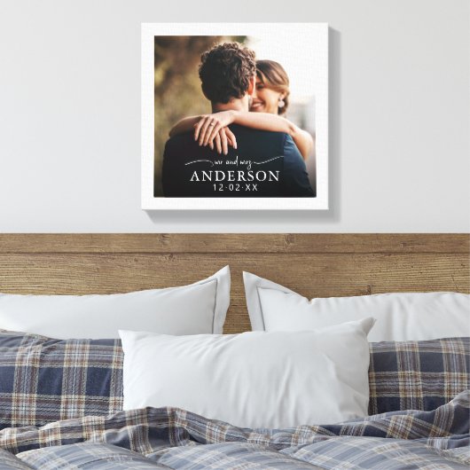 Elegante Witte Trouwfoto Canvas Afdruk (Insitu (Slaapkamer))