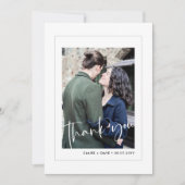 Elegante witte trouwfoto Dank u kaart (Voorkant)