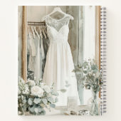 Elegante witte trouwjurk bloem bruiloftsplanner notitieboek (Achterkant)