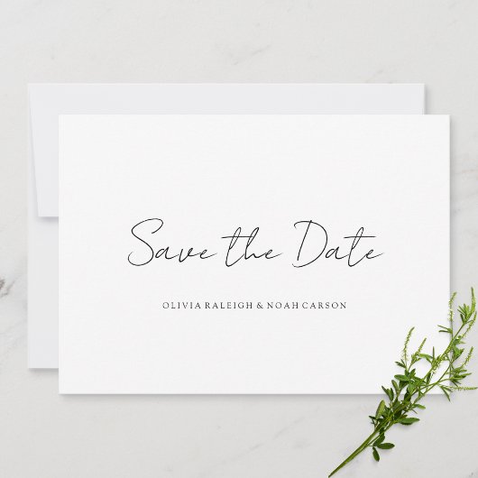 Elegante witte trouwkaart Script 'Save the Date' Save The Date