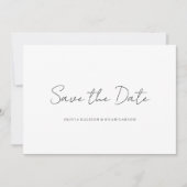 Elegante witte trouwkaart Script 'Save the Date' Save The Date (Voorkant)