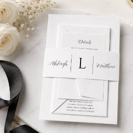 Elegante Witte Trouwuitnodiging Buikband Uitnodigingen Wikkel