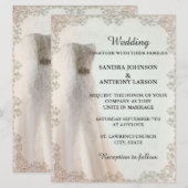 Elegante witte trouwuitnodiging, trouwjurk kaart (Voorkant / Achterkant)