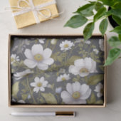 Elegante witte tuin anemonen op gedempt grijs tissuepapier (Geschenk)