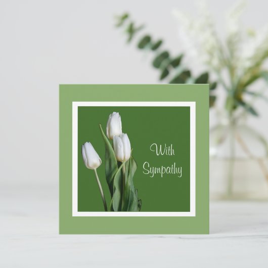 Elegante witte tulp bloemen fijne kunst sympathie kaart (Staand voorkant)