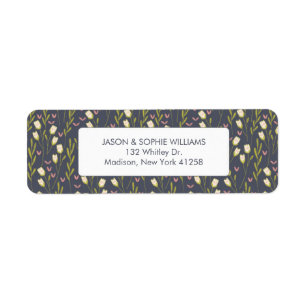 Elegante witte tulp bloemig etiket