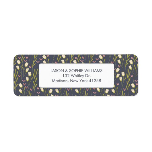 Elegante witte tulp bloemig etiket (Voorkant)