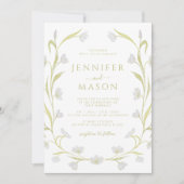 Elegante witte tulpen bloemenkrans zomer bruiloft kaart (Voorkant)