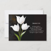 Elegante Witte Tulpen in het Donker Bedankkaart (Voorkant)
