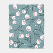 Elegante witte tulpen op pastel groen patroon fleece deken (Voorkant)