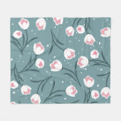 Elegante witte tulpen op pastel groen patroon fleece deken (Voorkant (Horizontaal))