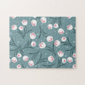 Elegante witte tulpen op pastel groen patroon legpuzzel (Horizontaal)