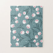Elegante witte tulpen op pastel groen patroon legpuzzel (Verticaal)