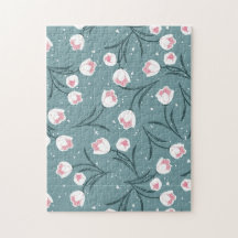 Elegante witte tulpen op pastel groen patroon