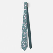 Elegante witte tulpen op pastel groen patroon stropdas (Voorkant)