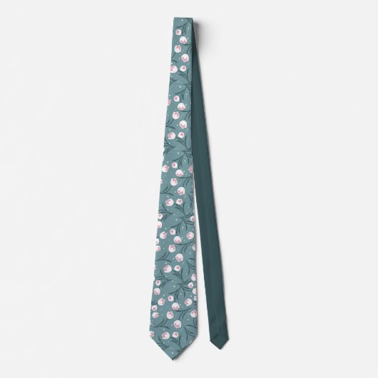 Elegante witte tulpen op pastel groen patroon stropdas (Voorkant)