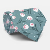 Elegante witte tulpen op pastel groen patroon stropdas (Opgerold)