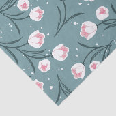 Elegante witte tulpen op pastel groen patroon tissuepapier (Detail)