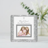 Elegante witte tweeling eerste communie kaart (Staand voorkant)