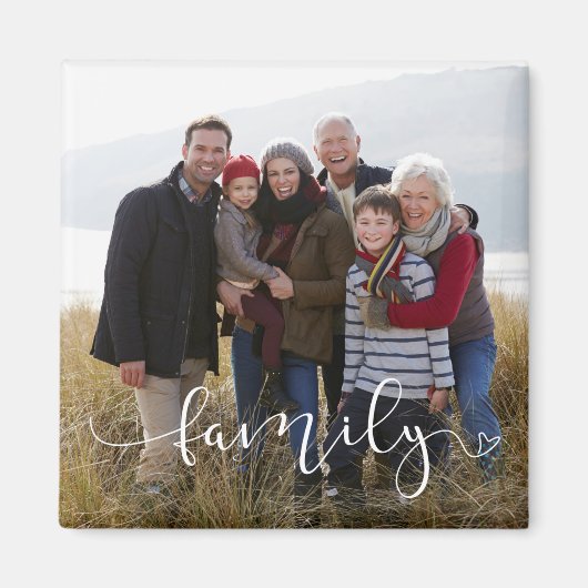 Elegante witte typografie | Aangepaste familiefoto Magneet (Voorkant)