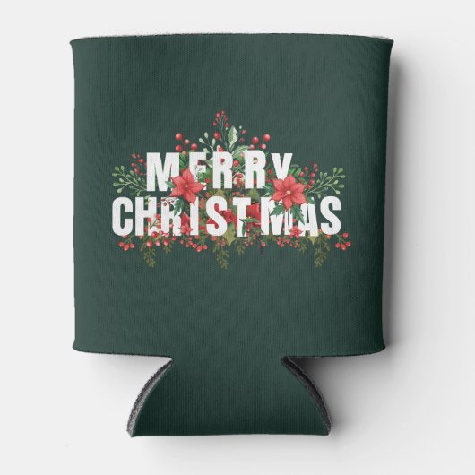 Elegante witte typografie Vrolijk kerstfeest Blikjeskoeler (Voorkant)