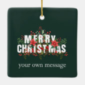 Elegante witte typografie Vrolijk kerstfeest Keramisch Ornament (Achterkant)