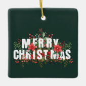 Elegante witte typografie Vrolijk kerstfeest Keramisch Ornament (Voorkant)