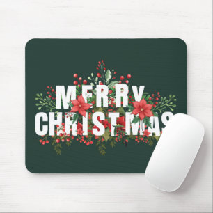 Elegante witte typografie Vrolijk kerstfeest Muismat