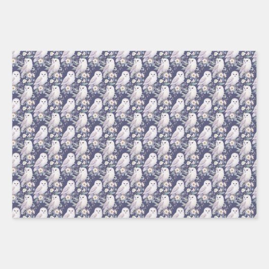 Elegante witte uil inpakpapier vel (Voorkant 2)