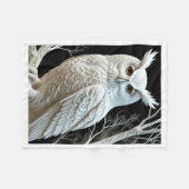 Elegante witte uil op boom fleece deken (Voorkant (Horizontaal))