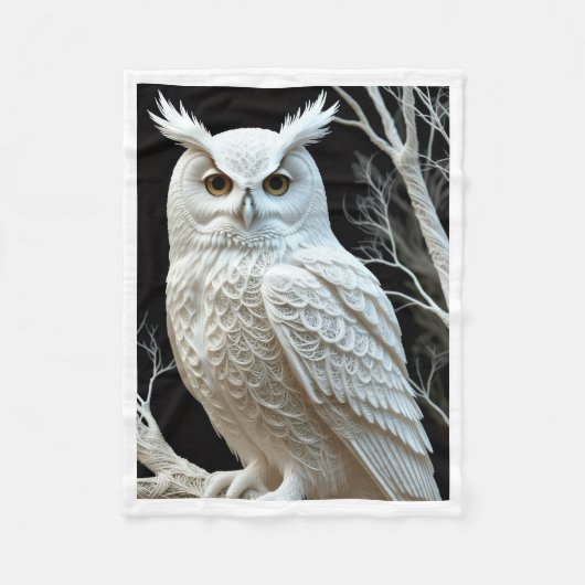 Elegante witte uil op boom fleece deken (Voorkant)
