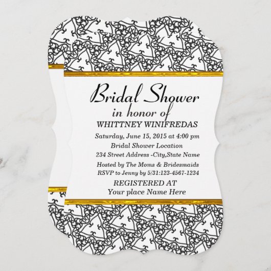 Elegante witte uitnodiging voor bruidsdouche (Voorkant / Achterkant)