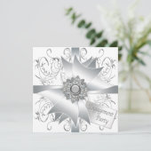Elegante witte verlovingsfeest kaart (Staand voorkant)