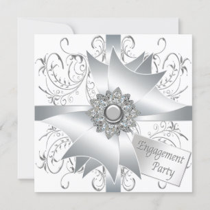 Elegante witte verlovingsfeest kaart