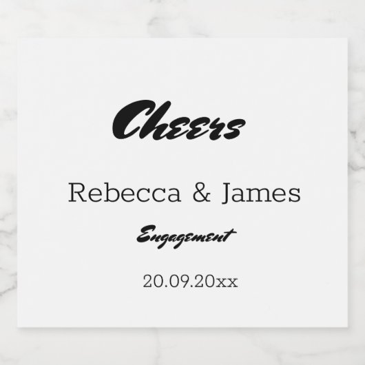 Elegante witte verlovingsfeestgunsten sparkling wijnetiket (Enkel label)