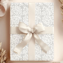 Elegante Witte Vintage Kant Trouw Cadeaupapier