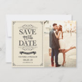 Elegante witte vintage 'Save the Date'-aankondigin Kaart (Voorkant)