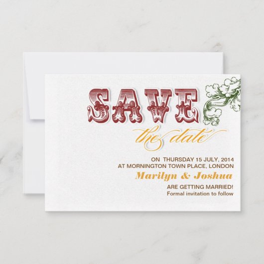elegante witte vintage save the date uitnodigingen (Voorkant)