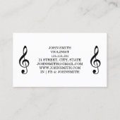 Elegante Witte Viool Violist Visitekaartje (Achterkant)