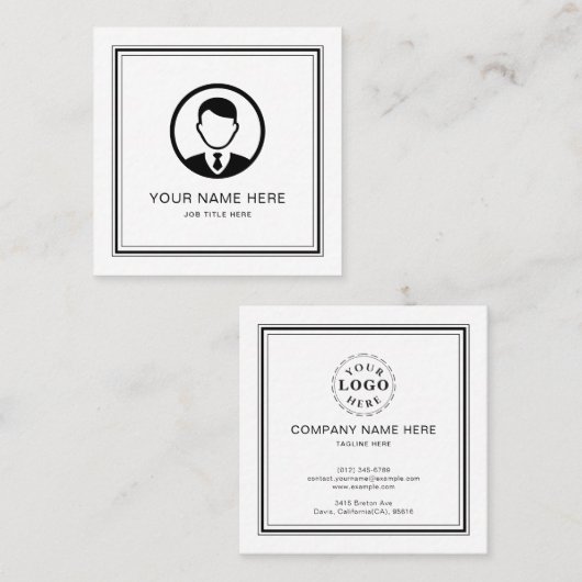 Elegante witte visitekaartje met zwart script contactkaartje (Voorkant / Achterkant)