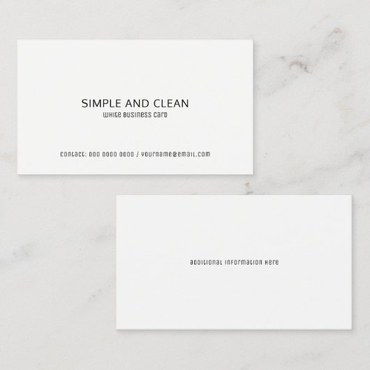 Elegante witte vlakte/schone beroeps visitekaartje (Voorkant / Achterkant)
