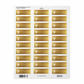Elegante witte vredesduif gouden folie retouradres etiket (Full Sheet)