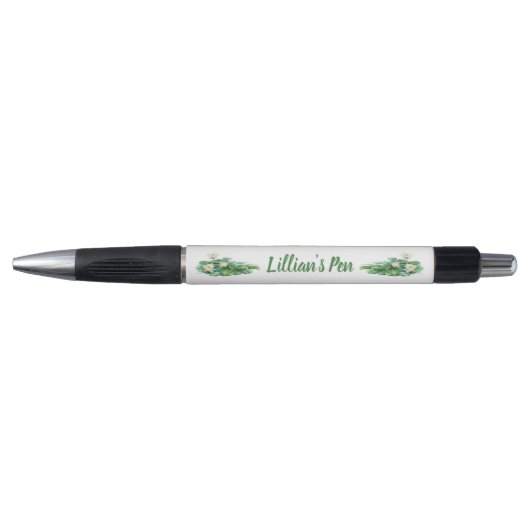 Elegante witte water lelie naam pen (Voorkant)